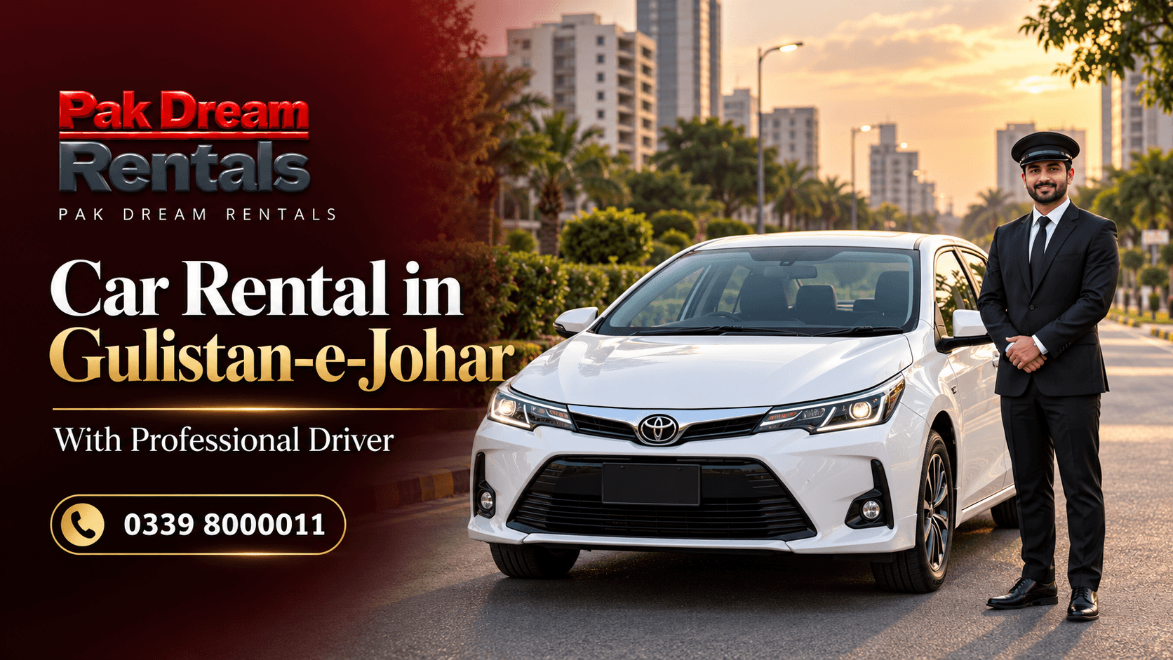 Pak Dream Rentals car rental in Gulistan-e-Johar Karachi with professional driver