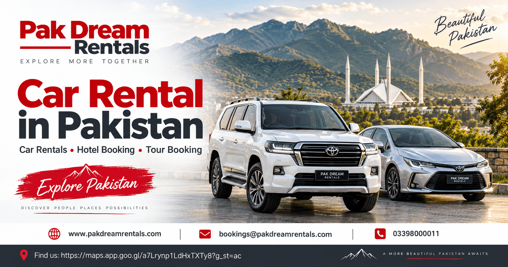 Car rental service in Pakistan by Pak Dream Rentals